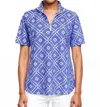 Katherine Way Bayside Short Sleeve Polo Top In Tiki Bar Is Open Purple In Multi