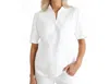 Katherine Way Bayside Short Sleeve Polo Top In White In White