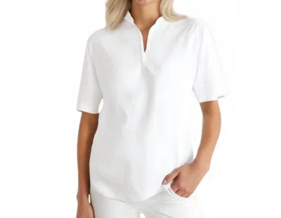 Katherine Way Bayside Short Sleeve Polo Top In White