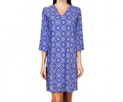 Katherine Way Brisbane V-neck Dress In Tiki Bar Is Open Purple In Blue