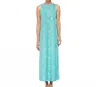 Katherine Way Charleston Boat Neck Maxi Dress In Bold Blossoms Aqua In Blue