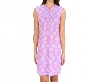 Katherine Way Hampton Sleeveless Tunic Dress In Hadley's Block Print Pink And White In Multi
