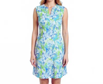 Katherine Way Hampton Sleeveless Tunic Dress In Parrotheads At Play Blue And White In Multi