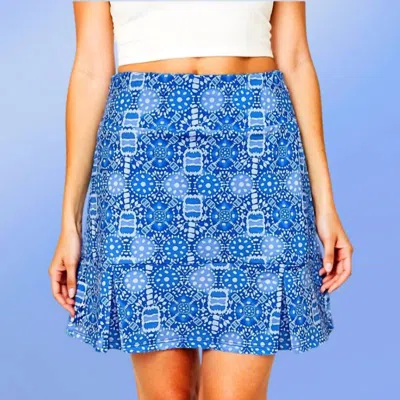 Katherine Way Scottsdale Pleated Skort In Peace Love Pickleball Royal In Blue