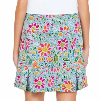 Katherine Way Scottsdale Pleated Skort In Pickle Me Pink Aqua In Multi