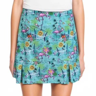 Katherine Way Scottsdale Pleated Skort In Pickleball Paradise Aqua Tides In Multi