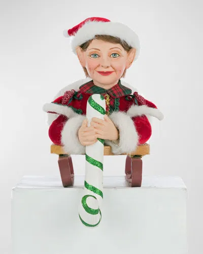 Katherine's Collection Laying Elf With Giftbox Stocking Holder In Multi