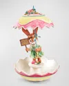 Katherine's Collection Spring Showers Bunny With Umbrella Candy Dish In Multi