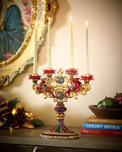 Katherine's Collection Winter Balsam And Berry Candelabra With Deer