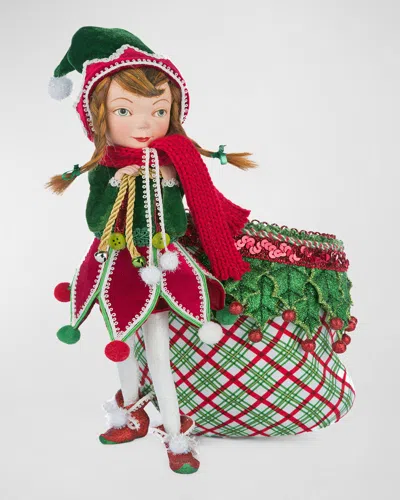Katherine's Collection Winter Snowdrop Elf With Bag In Multi