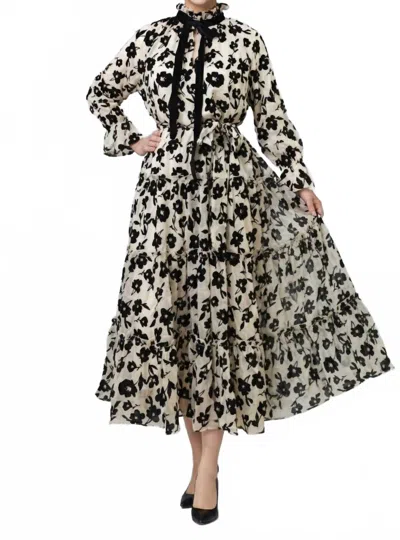 Kathie K Poly Midi Dress In Off White