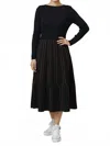 Kathie K Textured Midi Knit Dress In Black/brown In Black