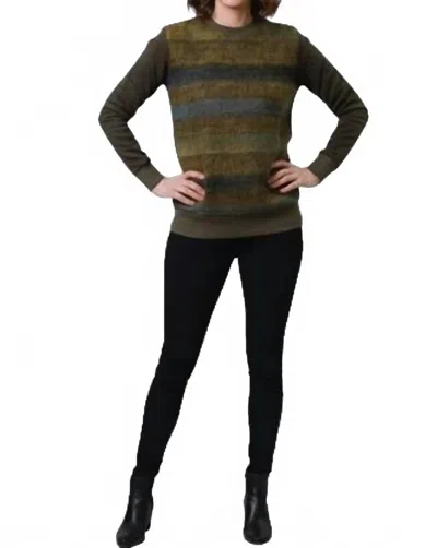 Kathie K Top Swetcher Sweater In Khaki Multi In Green