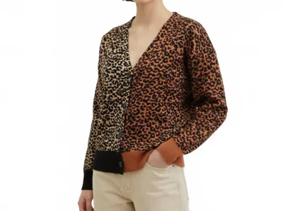 Kathie K V Neck Knit Sweater In Black /orange In Brown