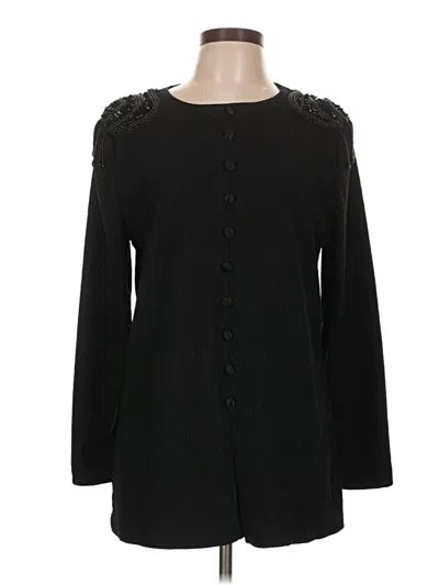 Pre-owned Kathie Lee Long Sleeve Blouse In Black