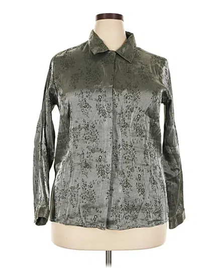 Pre-owned Kathie Lee Long Sleeve Blouse In Silver