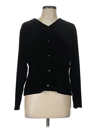 Pre-owned Kathie Lee Long Sleeve Henley Shirt In Black