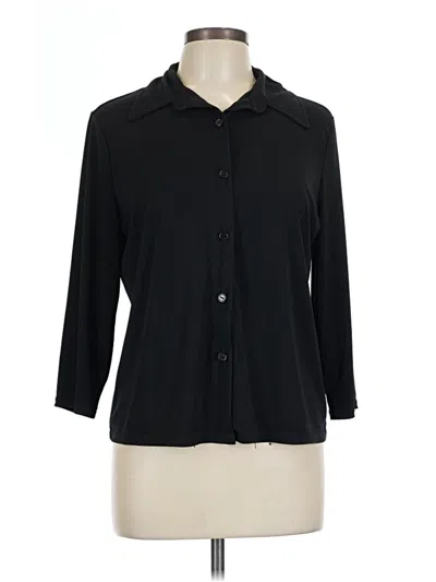 Pre-owned Kathie Lee Long Sleeve Polo Shirt In Black