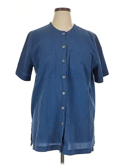 Pre-owned Kathie Lee Short Sleeve Blouse In Blue