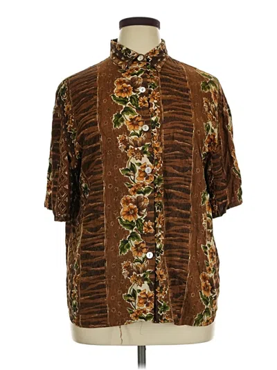Pre-owned Kathie Lee Short Sleeve Blouse In Brown