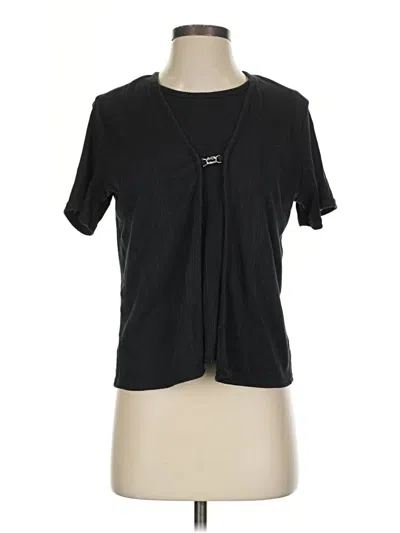 Pre-owned Kathie Lee Short Sleeve Top Black Keyhole Neckline Tops