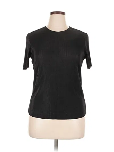 Pre-owned Kathie Lee Short Sleeve Top Black Mock Neckline Tops