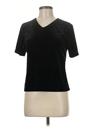 Pre-owned Kathie Lee Short Sleeve Top Black V Neck Tops