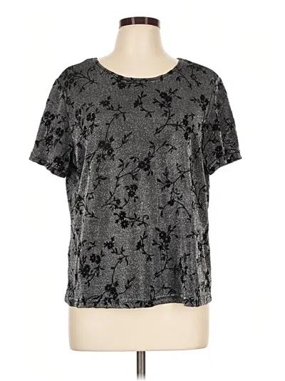 Pre-owned Kathie Lee Short Sleeve Top Gray Crew Neck Tops
