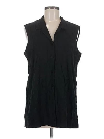 Pre-owned Kathie Lee Sleeveless Button Down Shirt In Black