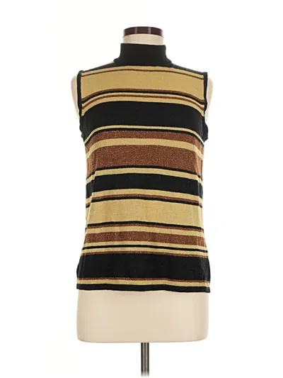 Pre-owned Kathie Lee Sleeveless Top Gold High Neck Tops
