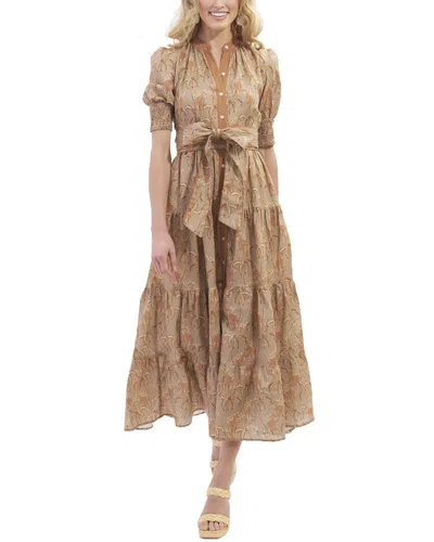Kathleen Maeve Lilly Linen-blend Midi Dress In Blue