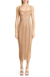 Kathryn Bowen Beige Bustier Tank Midi Dress In Nude/off White Lining