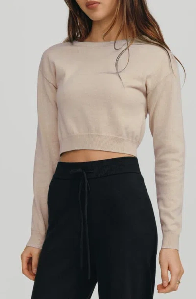 Kathryn Mccarron Astrid Long Sleeve Crop Sweater In Burgundy