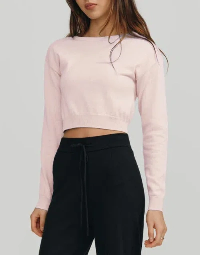 Kathryn Mccarron Astrid Long Sleeve Crop Sweater In Pink