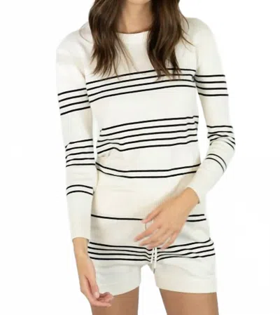 Kathryn Mccarron Cashmere Striped Short In Ivory In White