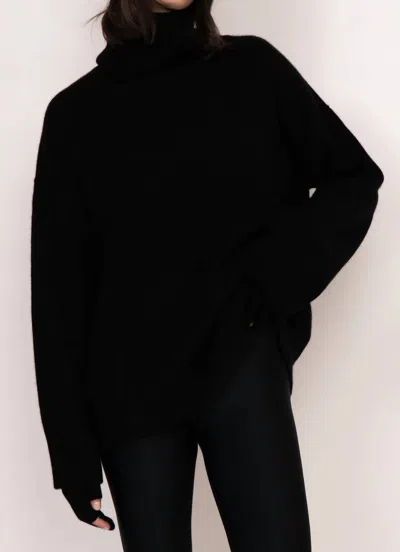 Kathryn Mccarron Charlie Oversized Cashmere Turtleneck Sweater In Black