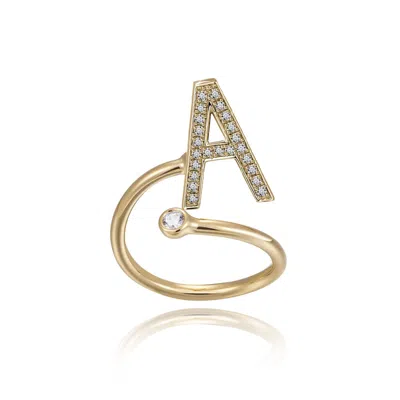 Kathryn New York Women's Gold Initial Bezel Wire Ring In Gray