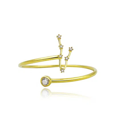 Kathryn New York Women's Gold Pisces Constellation Wire Bezel Cuff In Gray