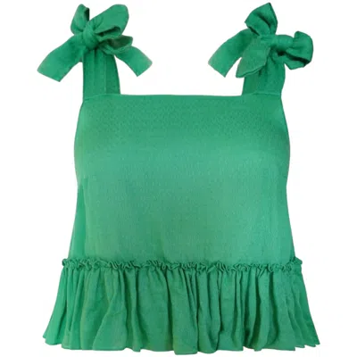 Kathy C Vang Women's Aloe Green Peplum Tank Top - Limited Made Of Aloe Vera