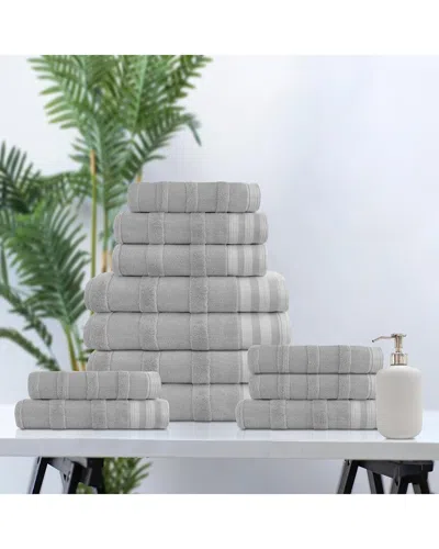 Kathy Ireland 12pc Stripe Jacquard Kyoto Towel Set In Gray