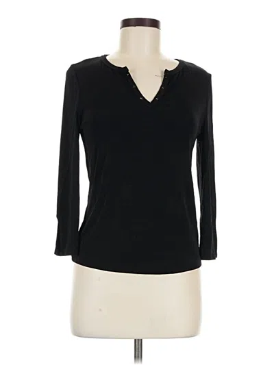 Pre-owned Kathy Ireland 3/4 Sleeve Top Black V-neck Tops