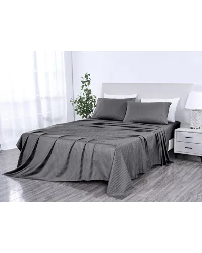 Kathy Ireland 500 Thread Count Damask Stripe Sheet In Gray
