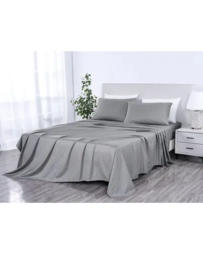 KATHY IRELAND KATHY IRELAND 500 THREAD COUNT DAMASK STRIPE SHEET SET WITH OPTIFIT