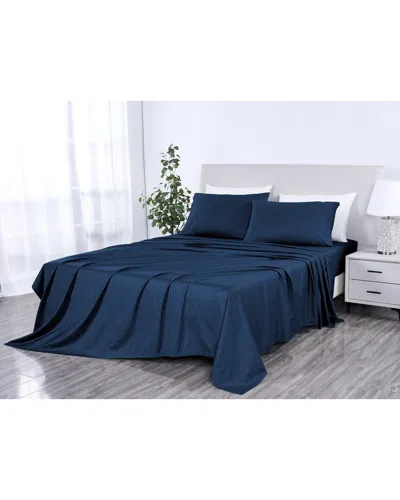 KATHY IRELAND KATHY IRELAND 500 THREAD COUNT DAMASK STRIPE SHEET SET WITH OPTIFIT
