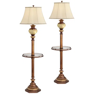 Kathy Ireland 65" High Night Light Glass Tray Floor Lamps Set Of 2