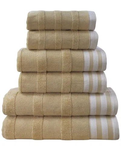 Kathy Ireland 6pc Stripe Jacquard Kyoto Towel Set In Brown