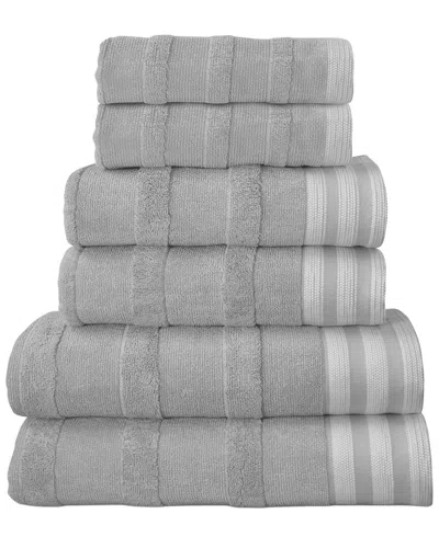 Kathy Ireland 6pc Stripe Jacquard Kyoto Towel Set In Gray