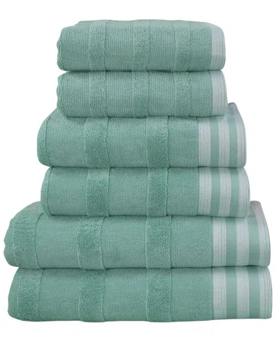 Kathy Ireland 6pc Stripe Jacquard Kyoto Towel Set In Green