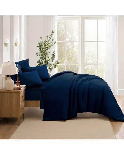 Kathy Ireland 7pc Waffle Textured Comforter Set In Blue