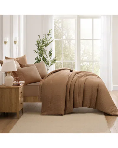 Kathy Ireland 7pc Waffle Textured Comforter Set In Brown